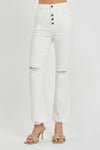 RISEN High Rise Button Fly Straight Ankle Jeans