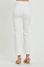 RISEN High Rise Button Fly Straight Ankle Jeans