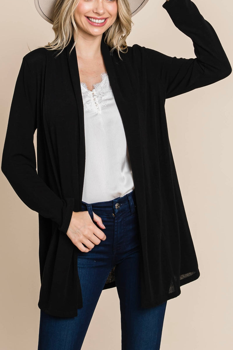 Love to Layer Open Front Cardigan in Black