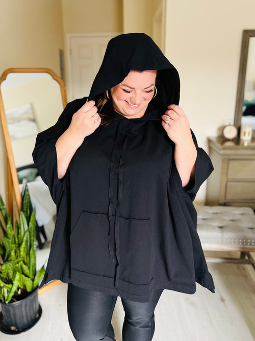 The Oversized Poncho Top in Black