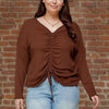 Fit to be Tied Ruched Top in Brown