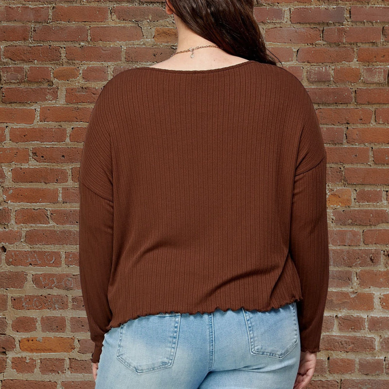 Fit to be Tied Ruched Top in Brown