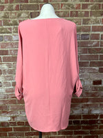 Pink Long Sleeve V-Neck Top Size 2X