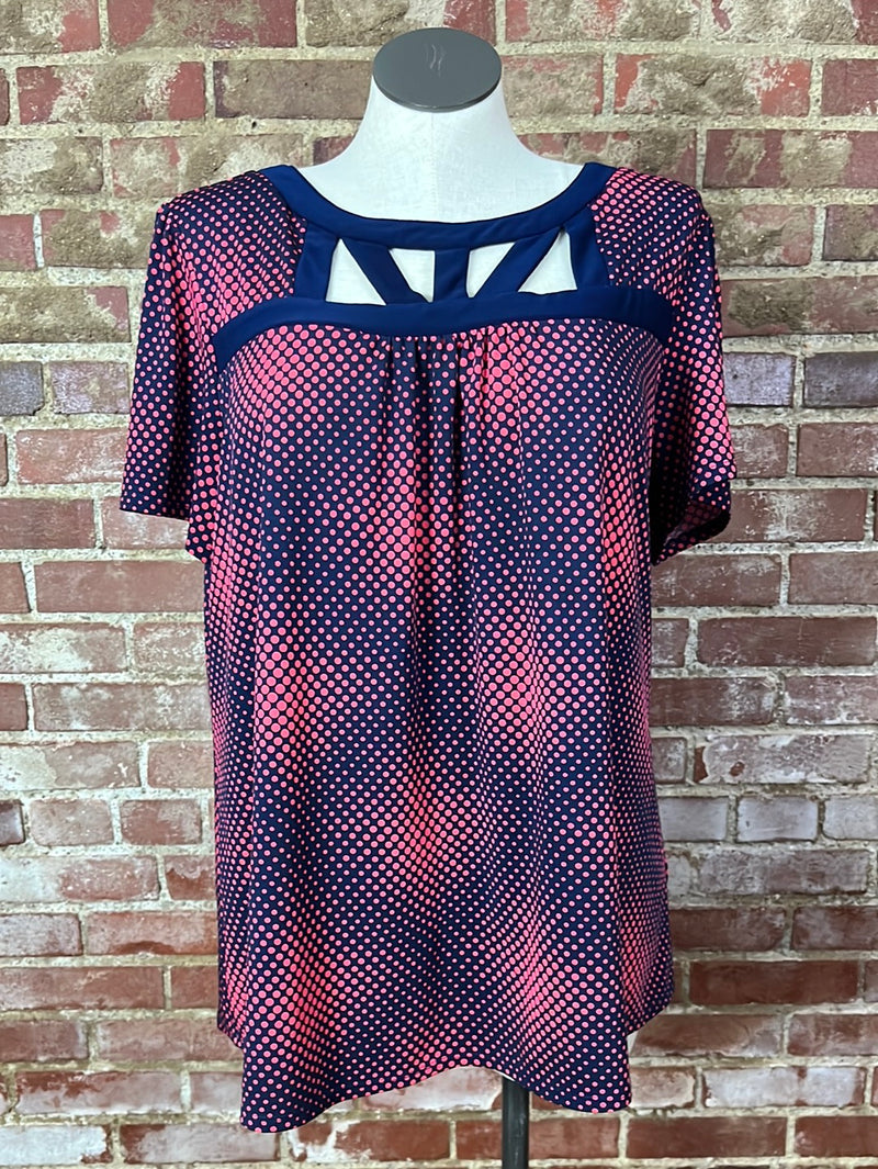 Perseption Women Navy Dots Top Size 3X