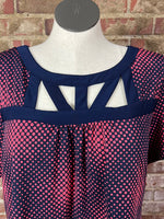 Perseption Women Navy Dots Top Size 3X
