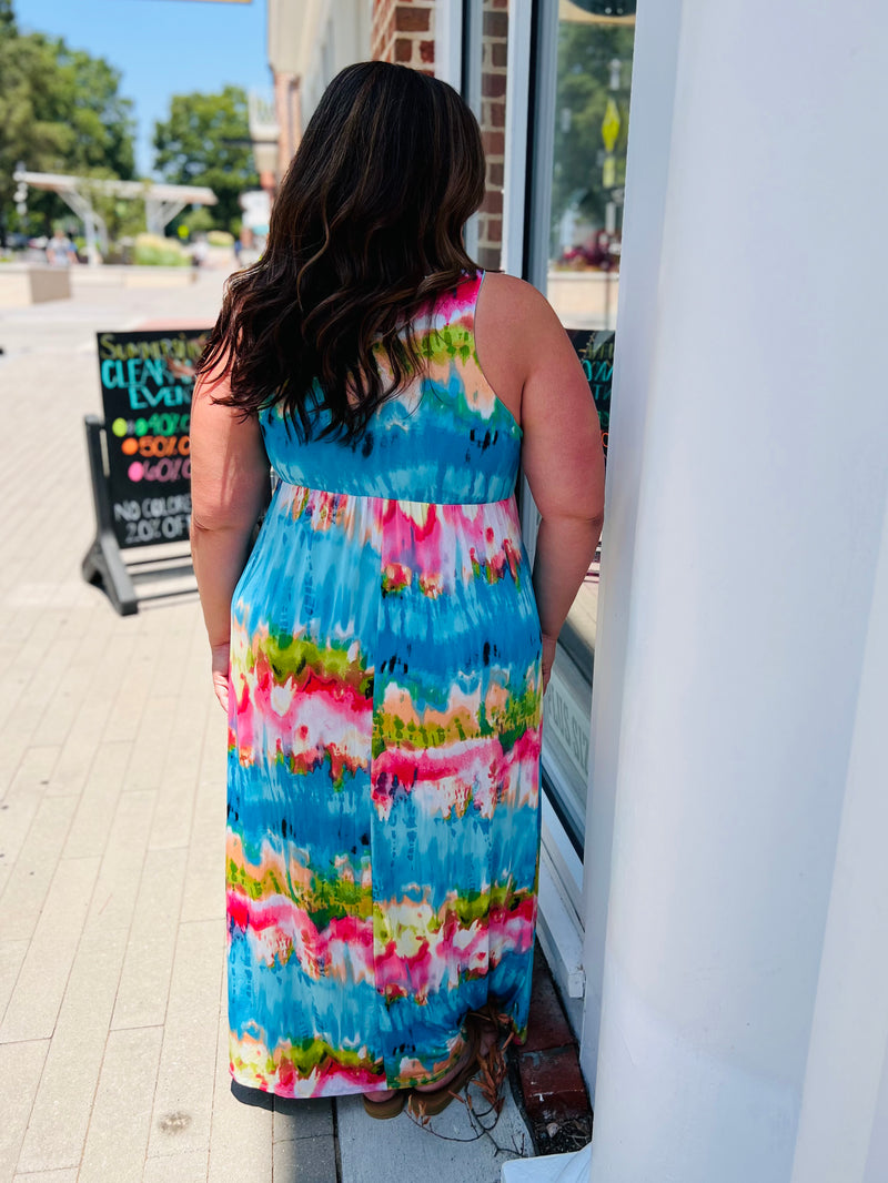 Feel the Vibes Watercolor Dress