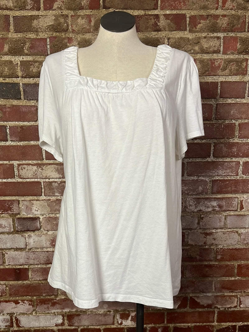 New Directions White Square Neck Tee Size 2X