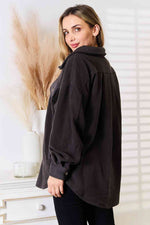 Cozy Girl Button Down Shacket in Charcoal - ONLINE ONLY