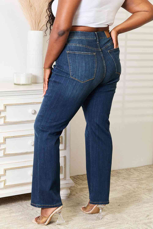 Judy Blue Elastic Waistband Slim Bootcut Jeans in Dark Wash - ONLINE ONLY