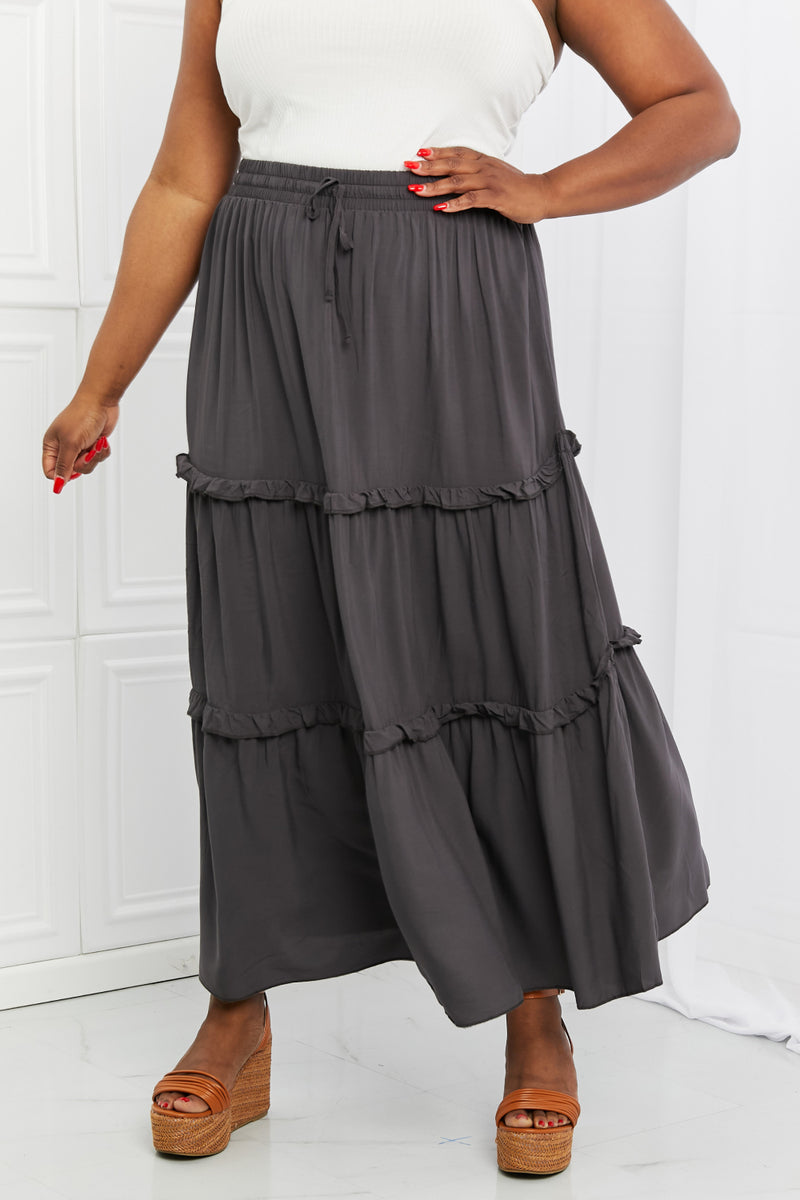 Summer Days Ruffled Maxi Skirt in Ash Grey-ONLINE ONLY
