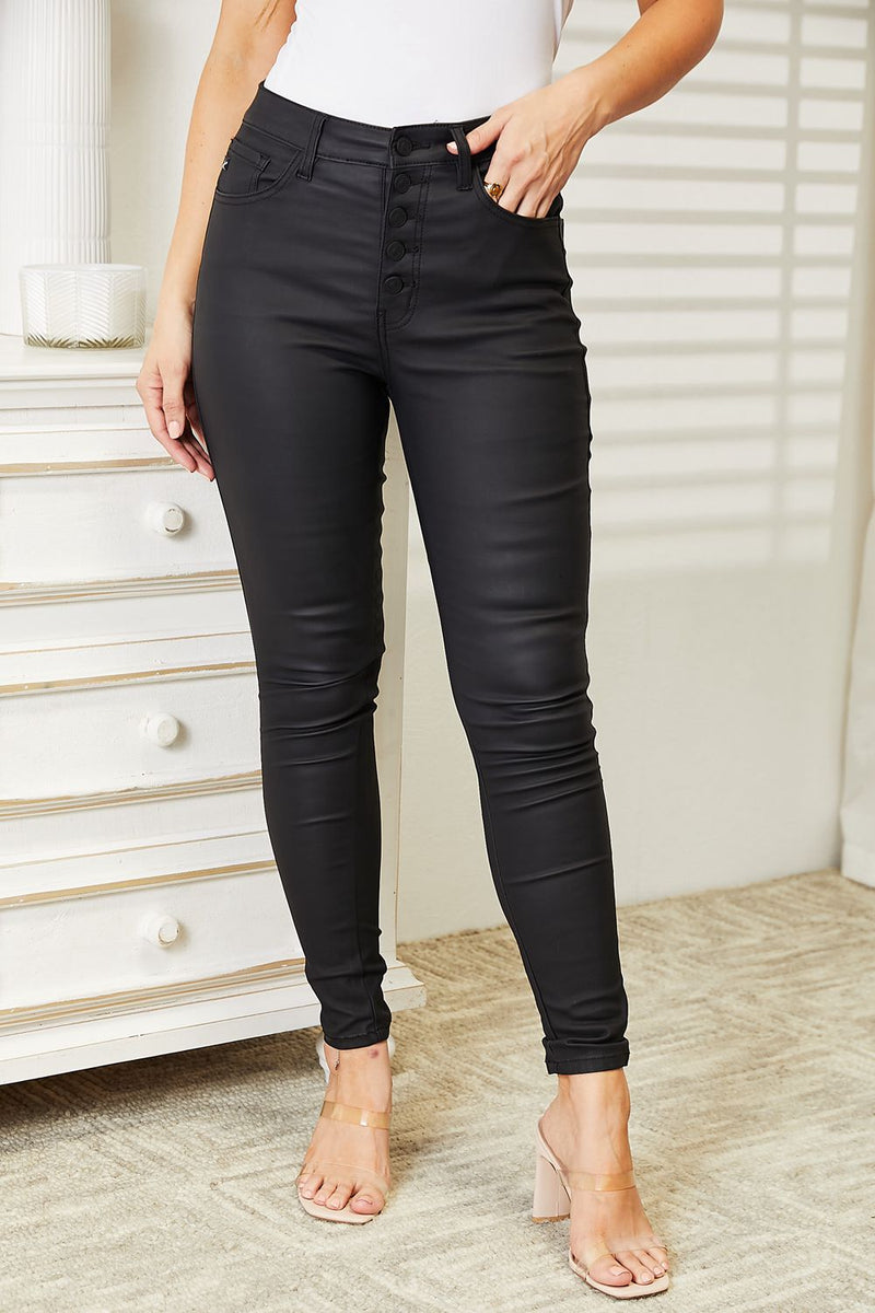 High Rise Black Coated Ankle Skinny Jeans - ONLINE ONLY