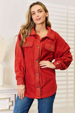 Cozy Girl Button Down Shacket in Rust - ONLINE ONLY