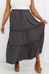 Summer Days Ruffled Maxi Skirt in Ash Grey-ONLINE ONLY