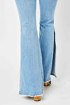 Judy Blue Mid Rise Raw Hem Slit Flare Jeans - ONLINE ONLY