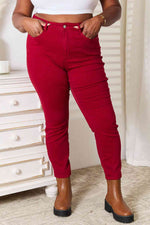 Judy Blue High Waist Tummy Control Skinny Jeans in Deep Red - ONLINE ONLY