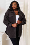 Cozy Girl Button Down Shacket in Charcoal - ONLINE ONLY
